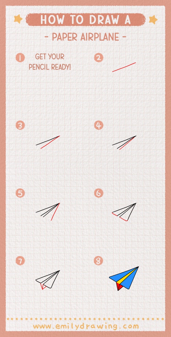 how to draw a paper airplane pinterest pin